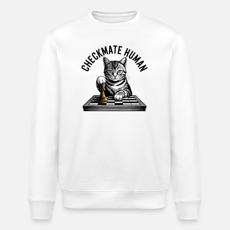 Chat Checkmate Drôle Echecs Design - Sweat bio ROLLER Stanley/Stella Unisexe - blanc
