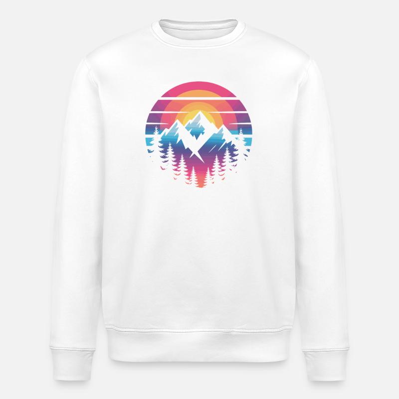 Bergpanorama im Sonnenuntergang - Stanley/Stella Unisex Bio-Sweatshirt ROLLER - Weiß