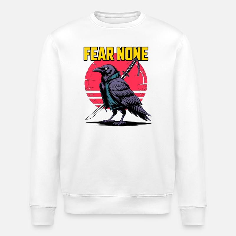 Samurai Raven Fear None Design - Stanley/Stella Unisex Bio-Sweatshirt ROLLER - Weiß
