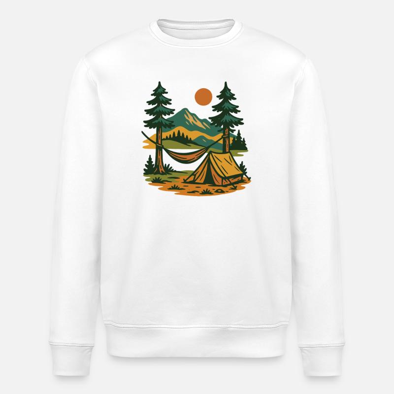 Funny Camping Camper Adventure Campfire - Stanley/Stella ROLLER Unisex Organic Sweatshirt - white