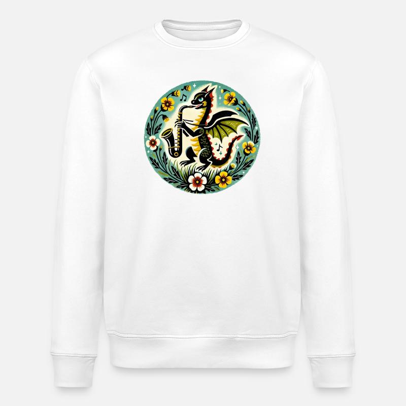 Wunderliches Drachen-Jazz-Design - Stanley/Stella Unisex Bio-Sweatshirt ROLLER - Weiß