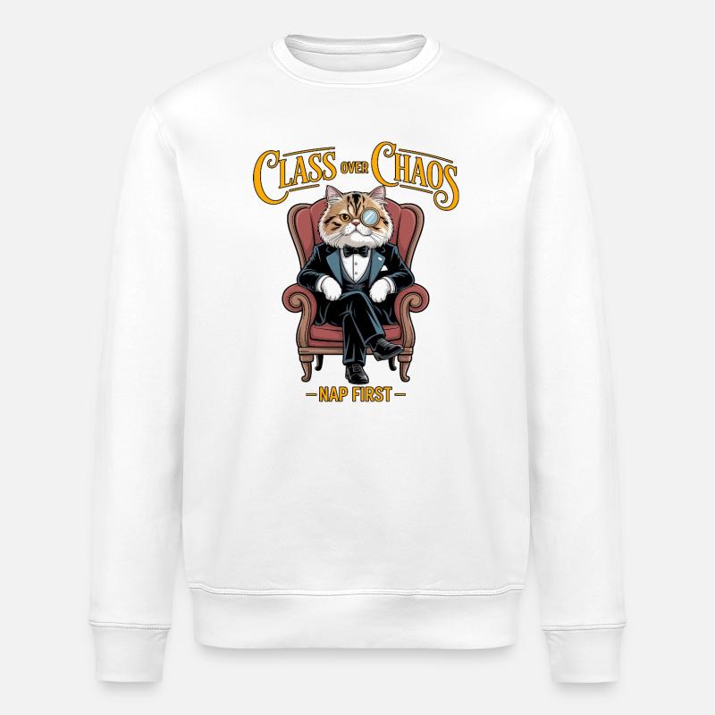 Class Over Chaos Aristocat - Stanley/Stella ROLLER Unisex Organic Sweatshirt - white