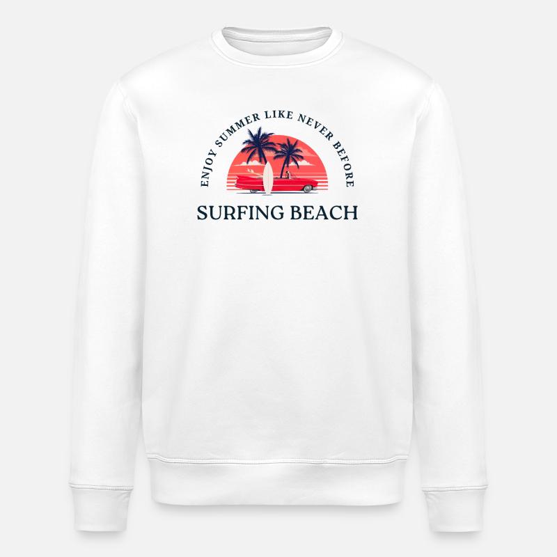 Plage d’été Surf avec des palmiers - Sweat bio ROLLER Stanley/Stella Unisexe - blanc
