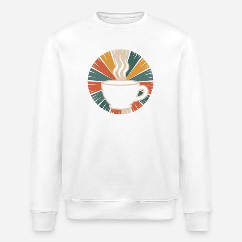 Warming Coffee Mug Retro Design - Stanley/Stella ROLLER Unisex Organic Sweatshirt - white