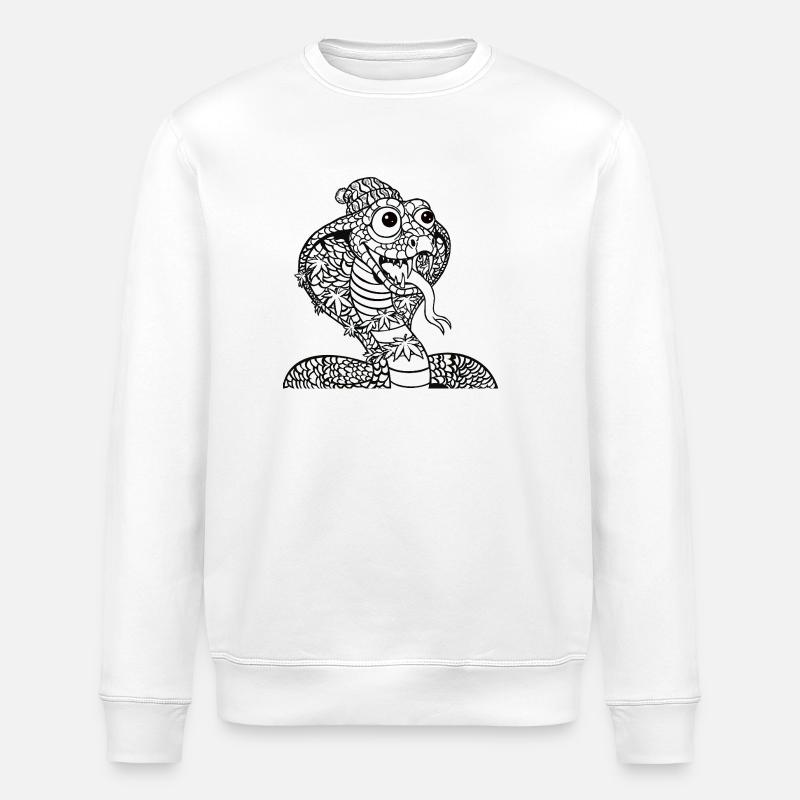 Cool Cobra with cap - Stanley/Stella ROLLER Unisex Organic Sweatshirt - white