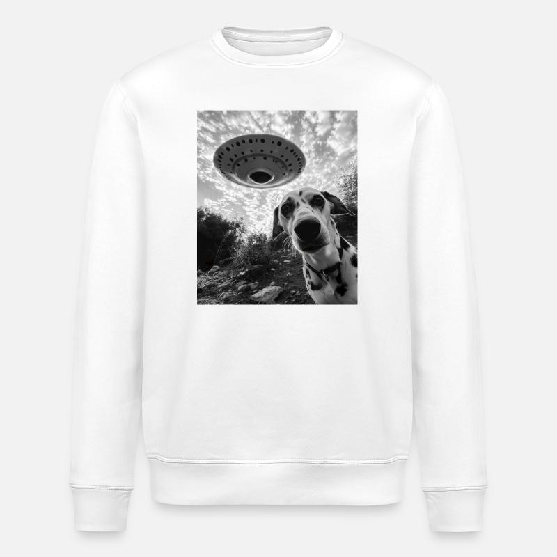 Dalmatiner Selfie UFO - Stanley/Stella Unisex Bio-Sweatshirt ROLLER - Weiß