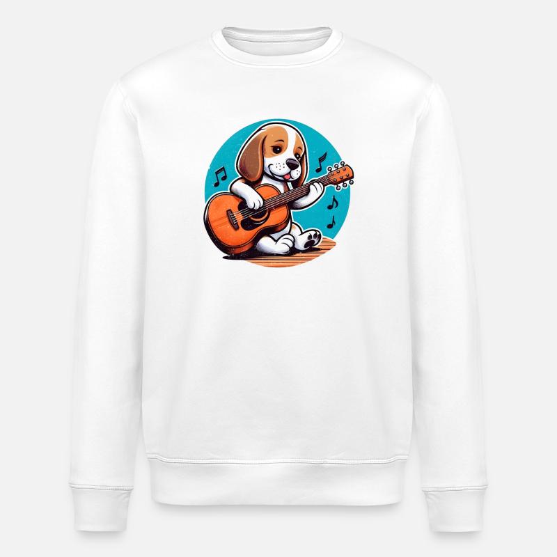 Chiot mignon avec guitare - Sweat bio ROLLER Stanley/Stella Unisexe - blanc