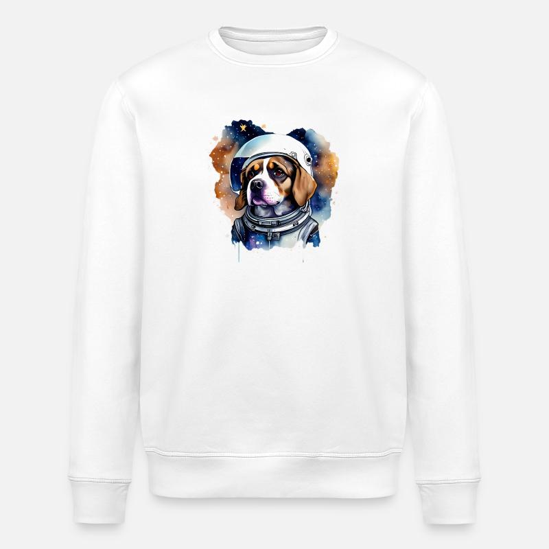 Chien Astronaute Dans L' Espace - Sweat bio ROLLER Stanley/Stella Unisexe - blanc