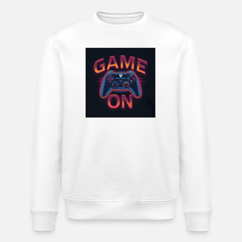 Leuchtender Gaming-Controller mit Neon-Design - Stanley/Stella Unisex Bio-Sweatshirt ROLLER - Weiß