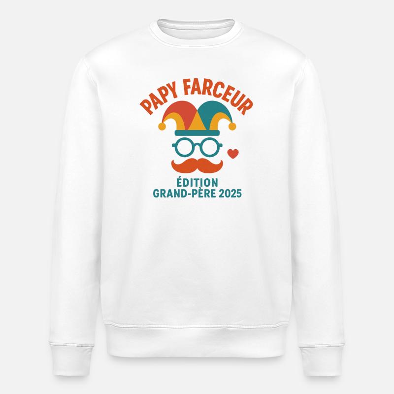 Papy Farceur – Édition Grand-Père 2025 - Sweat bio ROLLER Stanley/Stella Unisexe - blanc