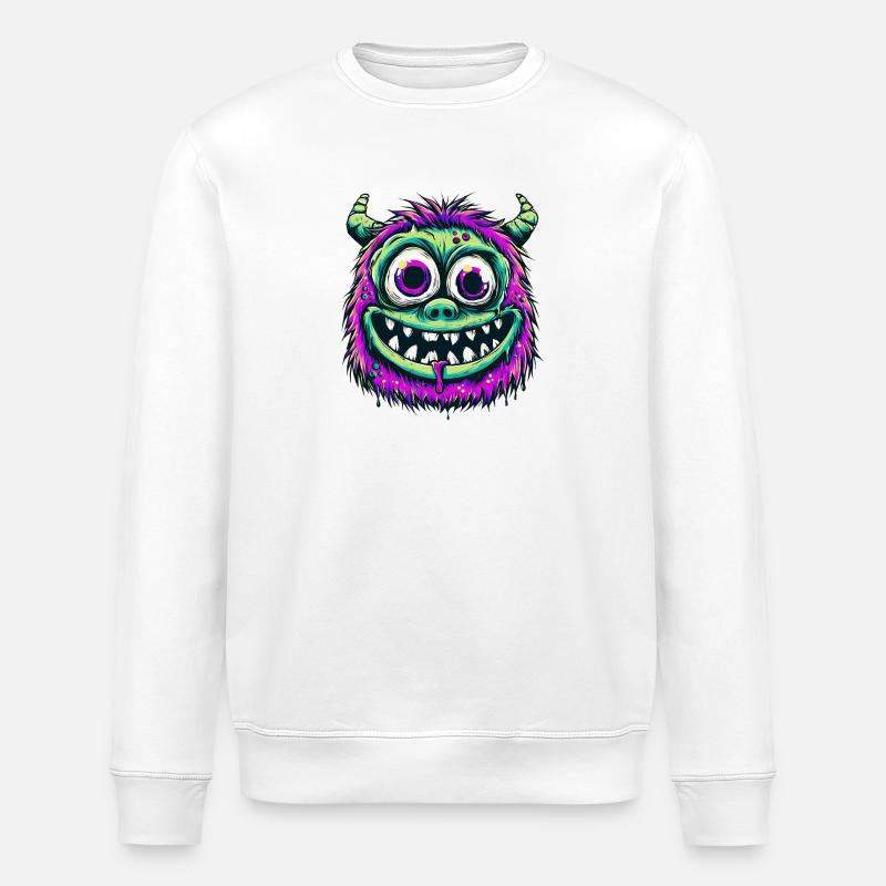 Buntes psychedelisches Monster - Stanley/Stella Unisex Bio-Sweatshirt ROLLER - Weiß