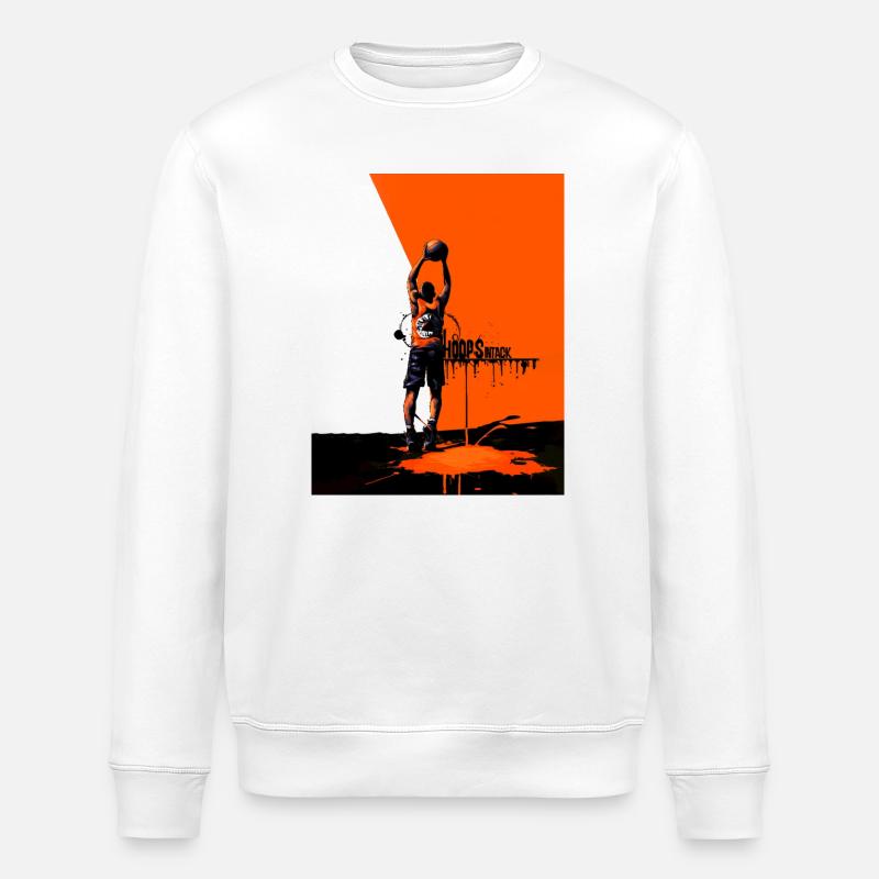 Sportler wirft Ball im Graffiti-Stil - Stanley/Stella Unisex Bio-Sweatshirt ROLLER - Weiß