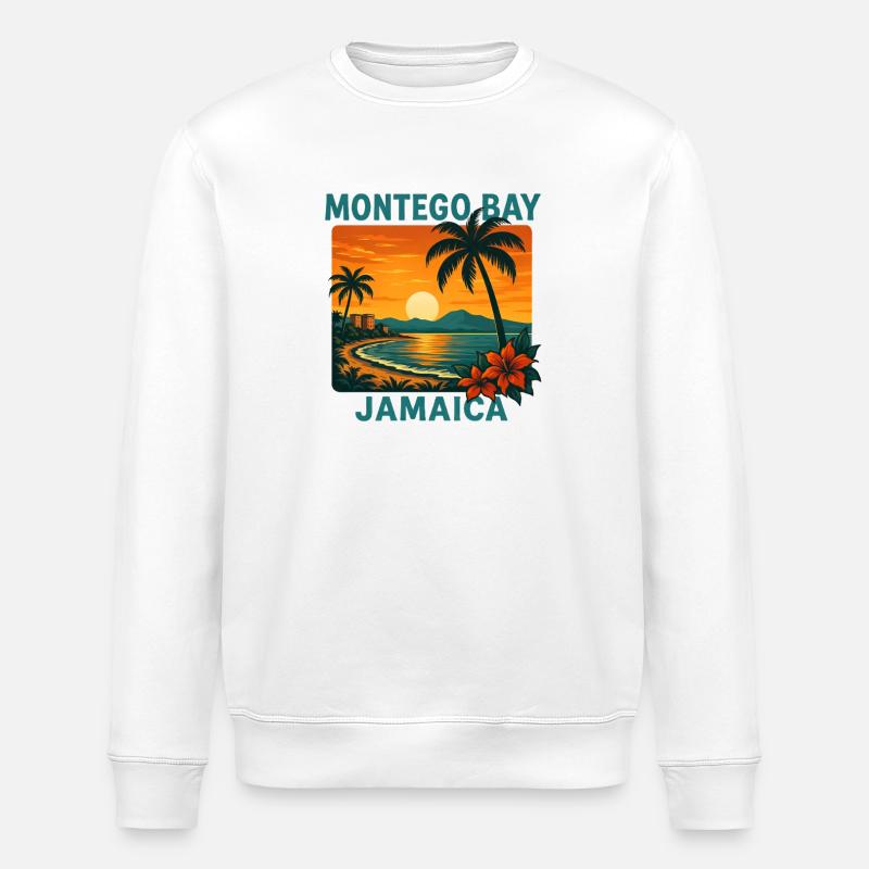 Montego Bay Jamaïque Caraïbes Sunset Vacances - Sweat bio ROLLER Stanley/Stella Unisexe - blanc
