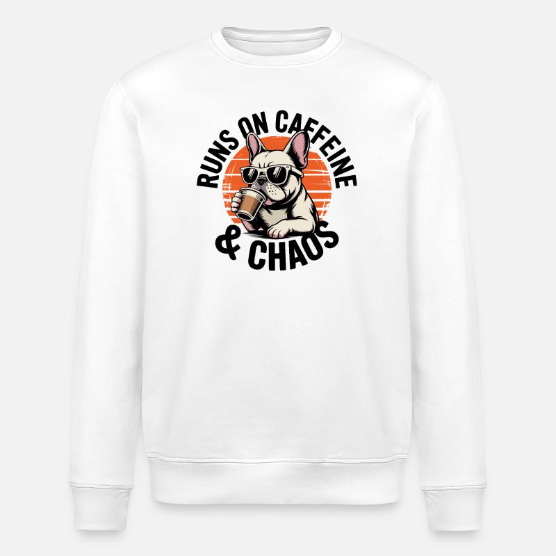 Bouledogue français Coffee Vibes - Sweat bio ROLLER Stanley/Stella Unisexe - blanc