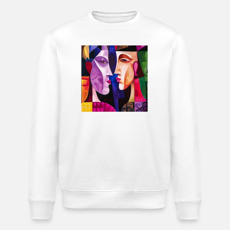 Bunte Paar Abstrakte Porträts - Stanley/Stella Unisex Bio-Sweatshirt ROLLER - Weiß