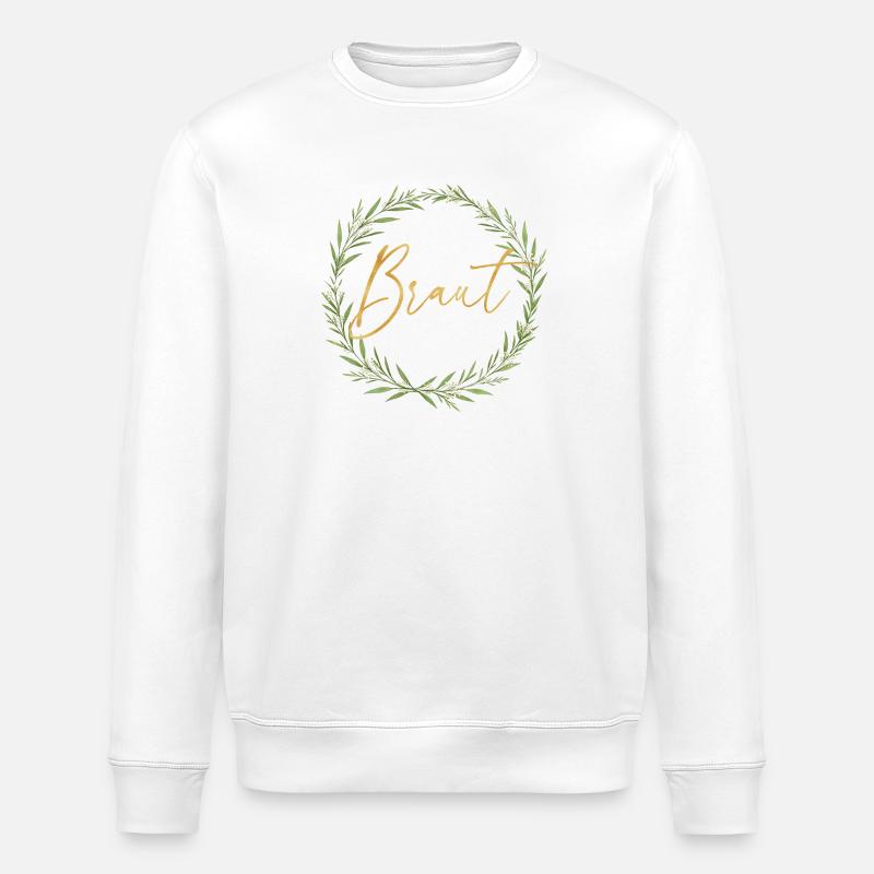 Elegantes Braut-Design mit Lorbeerkranz - Stanley/Stella Unisex Bio-Sweatshirt ROLLER - Weiß