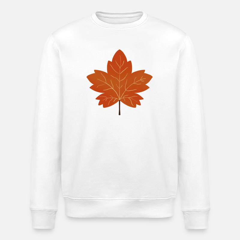 Autumn Maple Leaf Illustration - Stanley/Stella ROLLER Unisex Organic Sweatshirt - white