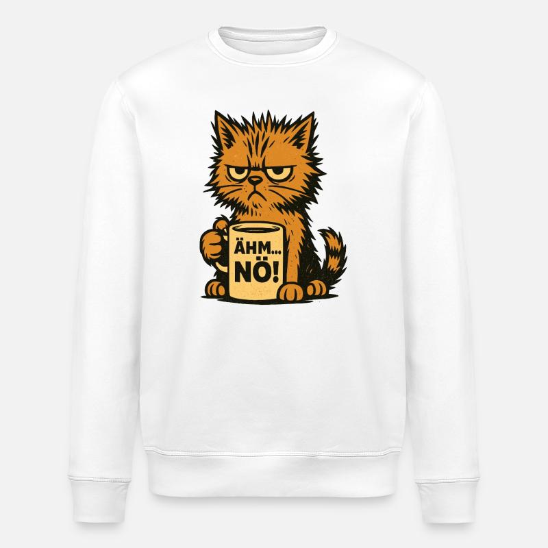 Kaffeetasse – Ähm, Nö - Katzendesign - Stanley/Stella Unisex Bio-Sweatshirt ROLLER - Weiß