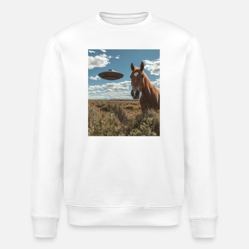 Selfie de cheval avec OVNI - Sweat bio ROLLER Stanley/Stella Unisexe - blanc