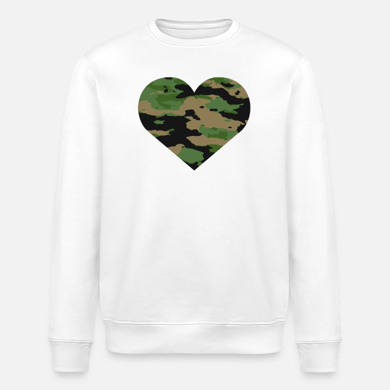 Camouflage Herz Design - Stanley/Stella Unisex Bio-Sweatshirt ROLLER - Weiß
