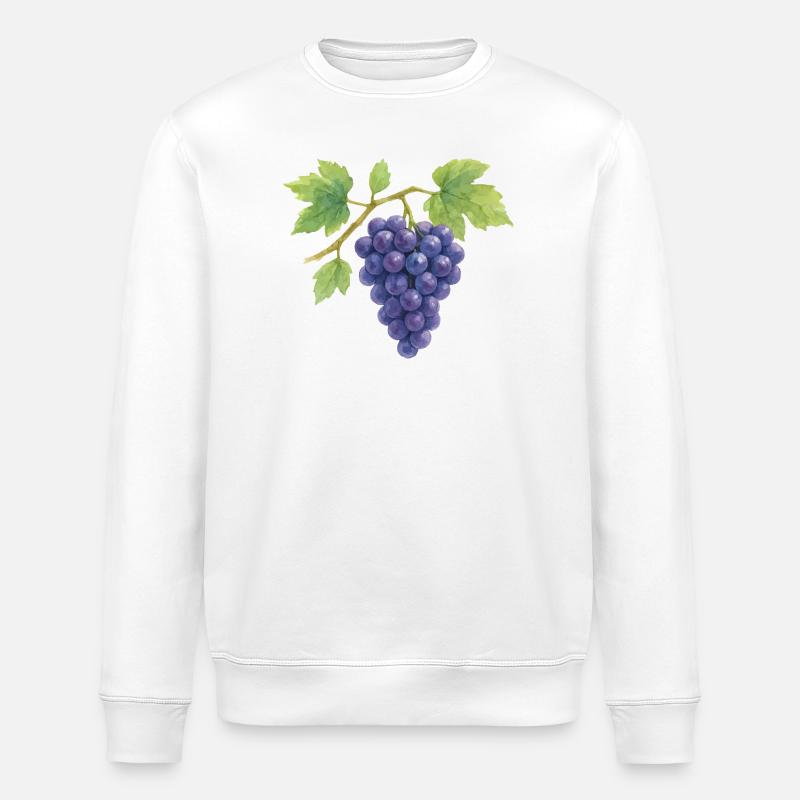 Illustration aquarelle de raisins - Sweat bio ROLLER Stanley/Stella Unisexe - blanc