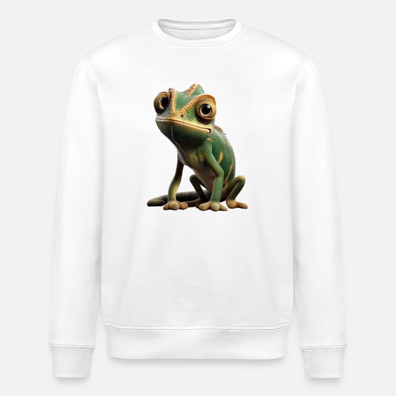 Chamäleon Echse Reptil Chameleon Leguan Eidechse - Stanley/Stella Unisex Bio-Sweatshirt ROLLER - Weiß