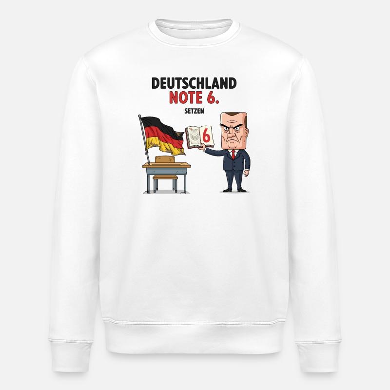 Deutschland Note 6 Motiv mit Lehrer  - Stanley/Stella Unisex Bio-Sweatshirt ROLLER - Weiß