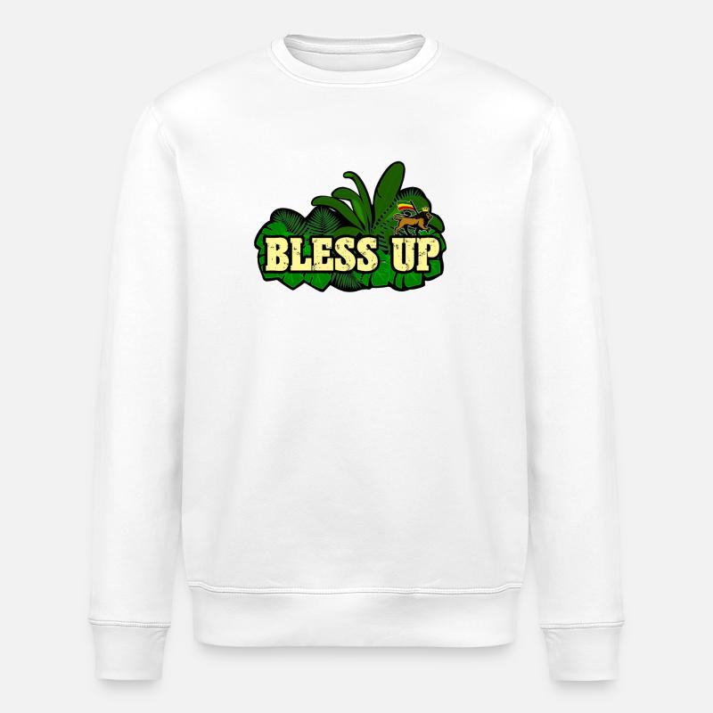 Dub Reggae Bless Up Jungle - Stanley/Stella Unisex Bio-Sweatshirt ROLLER - Weiß