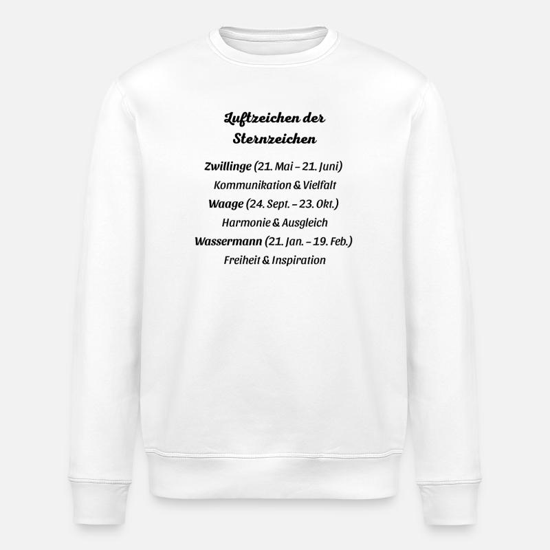 Luftzeichen der Sternzeichen - Stanley/Stella Unisex Bio-Sweatshirt ROLLER - Weiß