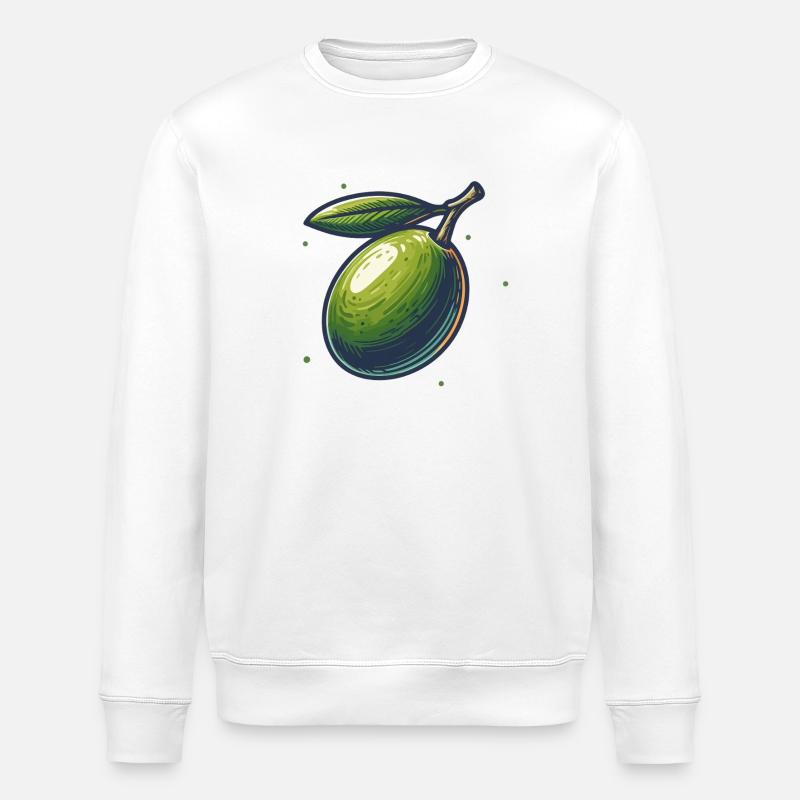 Illustration de Olive Verte Naturelle - Sweat bio ROLLER Stanley/Stella Unisexe - blanc