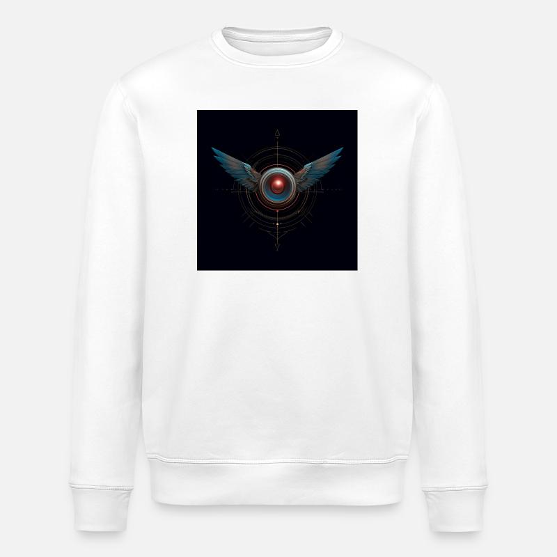 Futuristic Winged Emblem – Techno Vision - Stanley/Stella ROLLER Unisex Organic Sweatshirt - white