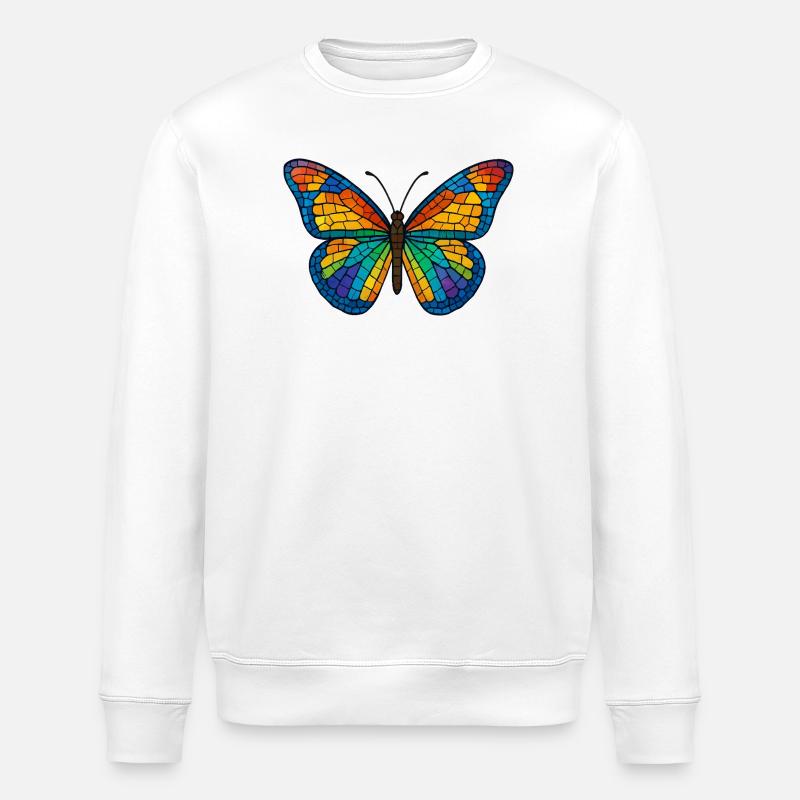 Bunter Mosaik-Schmetterling - Stanley/Stella Unisex Bio-Sweatshirt ROLLER - Weiß