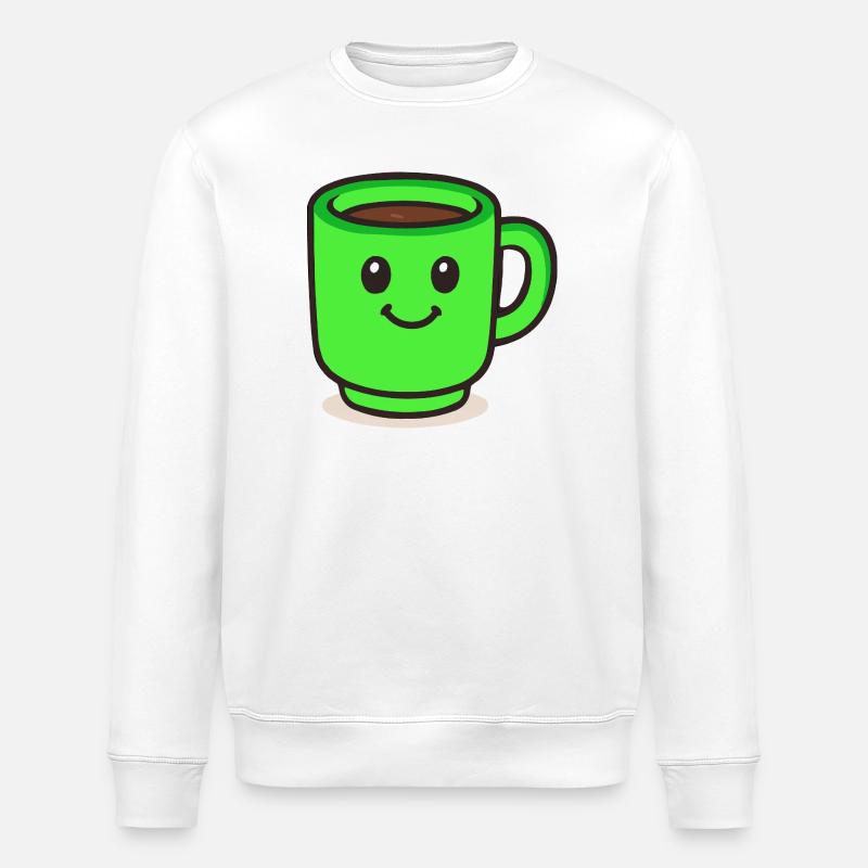 kaffeetasse-smile-cartoon - Stanley/Stella Unisex Bio-Sweatshirt ROLLER - Weiß
