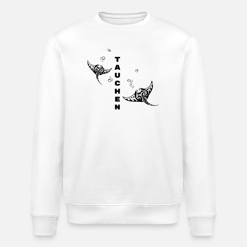 Tauchen – Tribal Manta Rochen Design - Stanley/Stella Unisex Bio-Sweatshirt ROLLER - Weiß