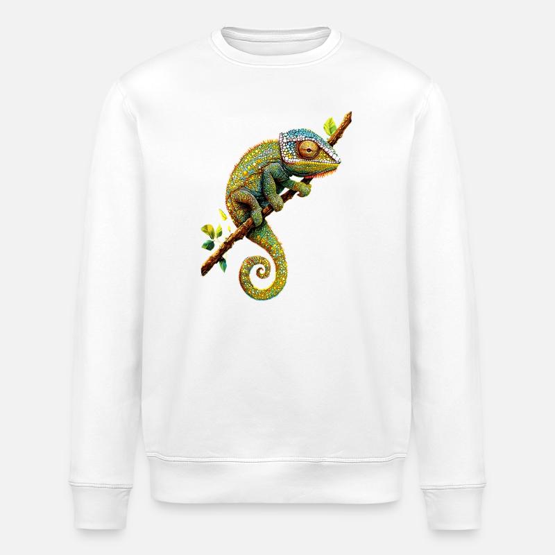 Chameleon Lizard Reptile Chameleon Iguana Lizard - Stanley/Stella ROLLER Unisex Organic Sweatshirt - white