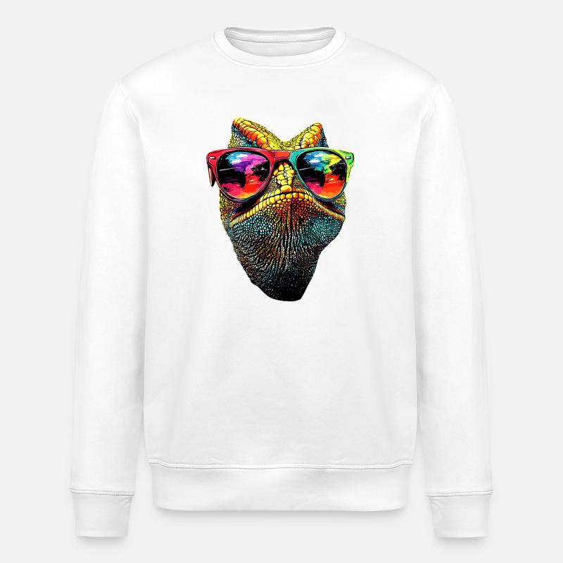 Chameleon Lizard Reptile Chameleon Iguana Lizard - Stanley/Stella ROLLER Unisex Organic Sweatshirt - white