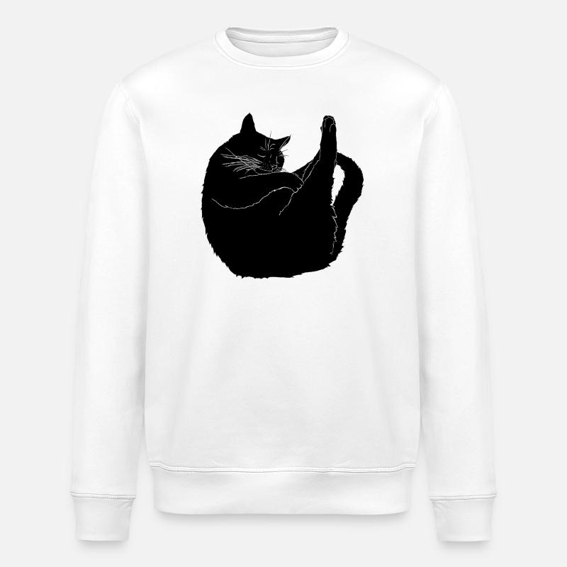 Chat faisant du yoga du sommeil - Sweat bio ROLLER Stanley/Stella Unisexe - blanc