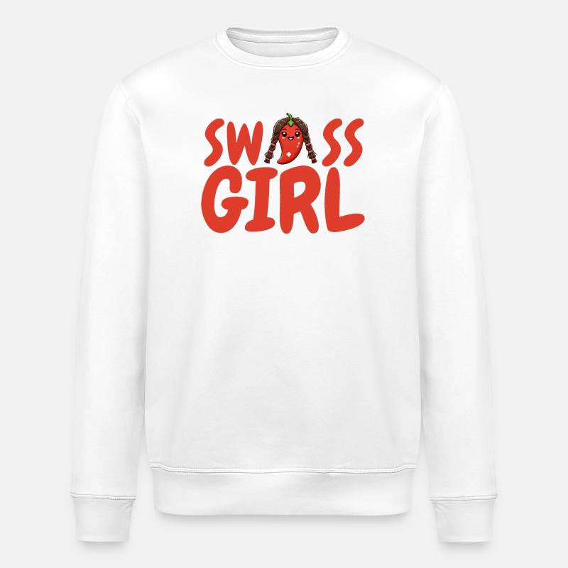Heisser Chili-Pfeffer  als Schweizer Mädchen - Stanley/Stella Unisex Bio-Sweatshirt ROLLER - Weiß