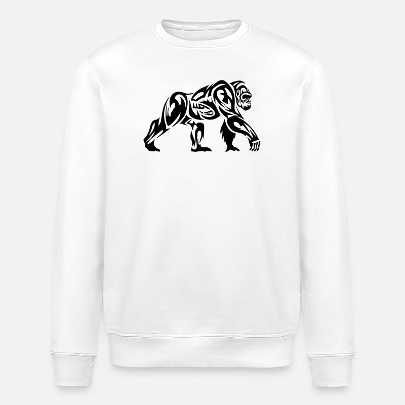 Gorille Tribal - Sweat bio ROLLER Stanley/Stella Unisexe - blanc