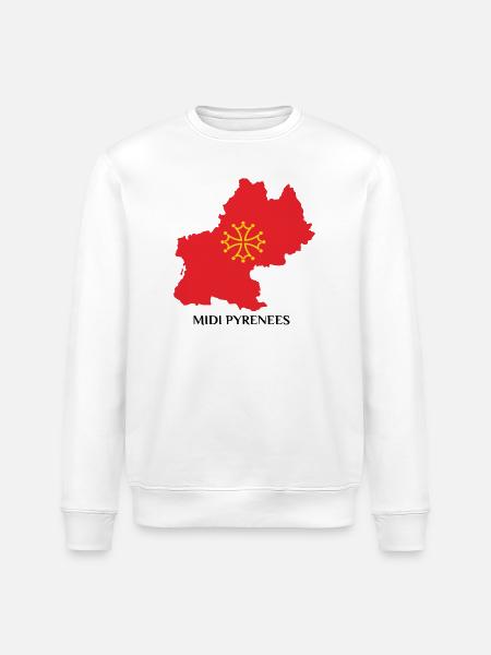 Map of the Midi-Pyrénées - Stanley/Stella ROLLER Unisex Organic Sweatshirt - white