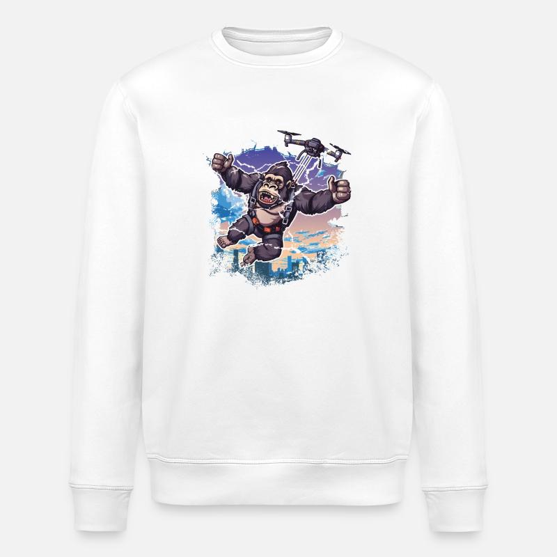 Gorille Drone Enfants Drôle - Sweat bio ROLLER Stanley/Stella Unisexe - blanc