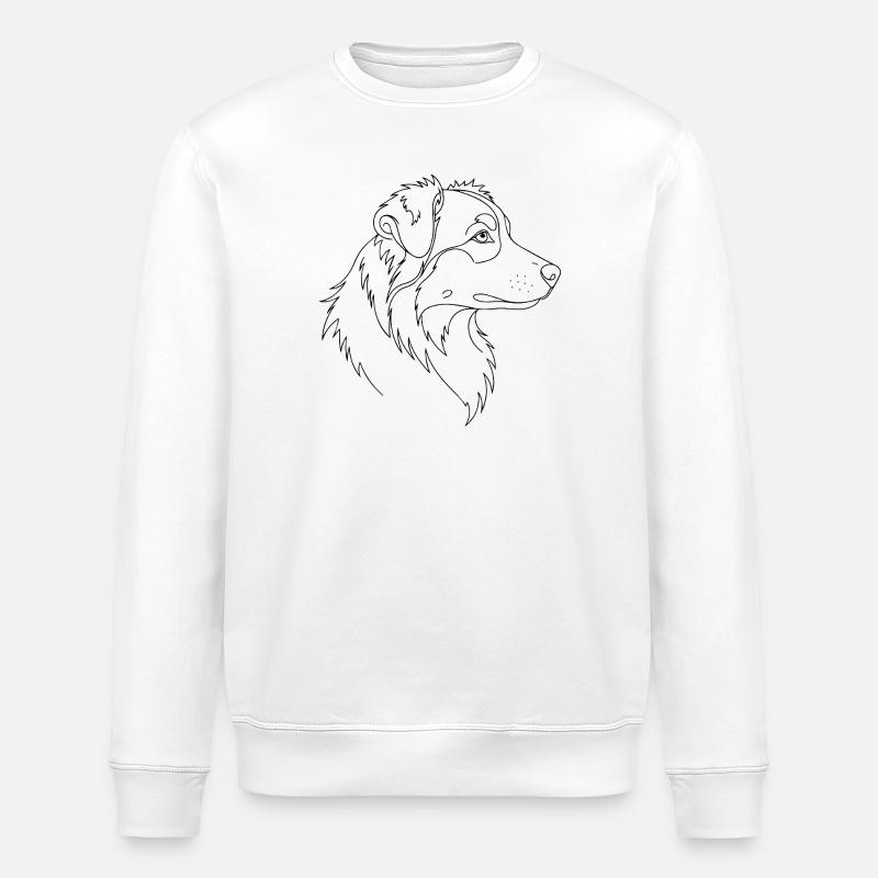 Australian Shepherd Line Art - Stanley/Stella Unisex Bio-Sweatshirt ROLLER - Weiß