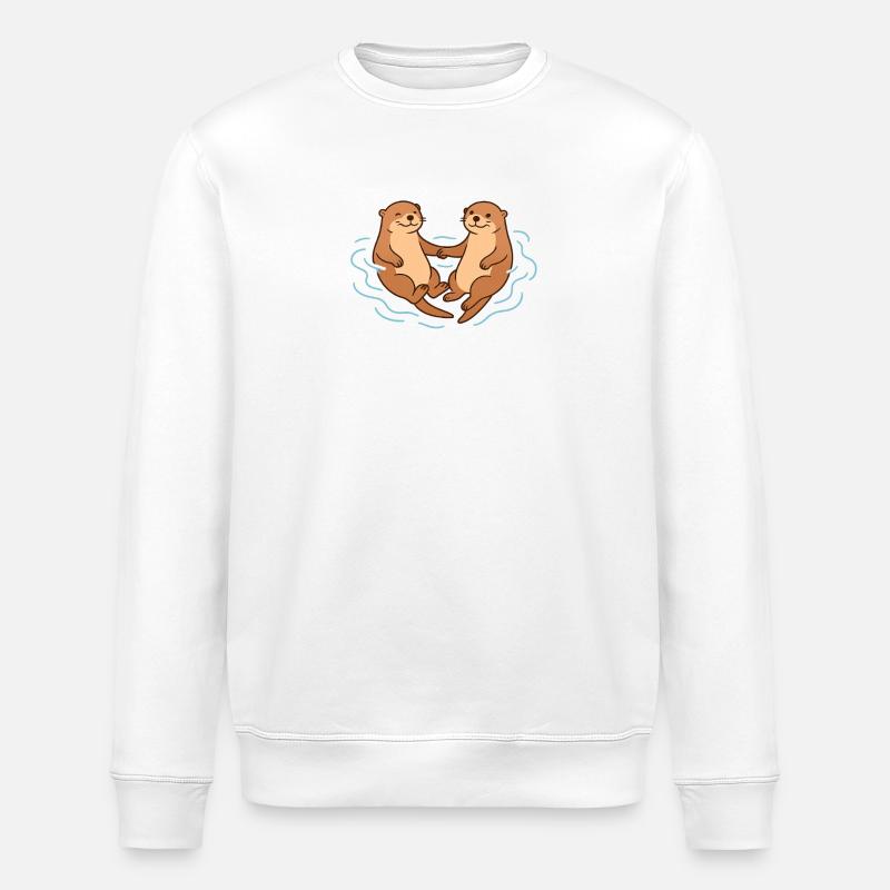 Verspielte Otter Freundschaft Illustration - Stanley/Stella Unisex Bio-Sweatshirt ROLLER - Weiß
