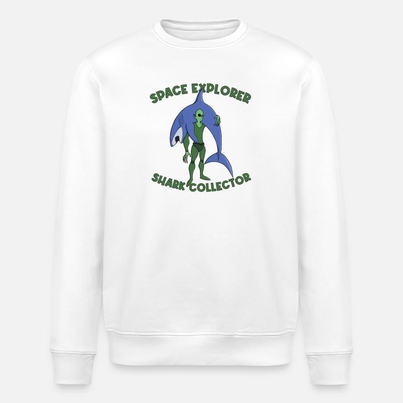 Collectionneur de requins Space Explorer - Sweat bio ROLLER Stanley/Stella Unisexe - blanc
