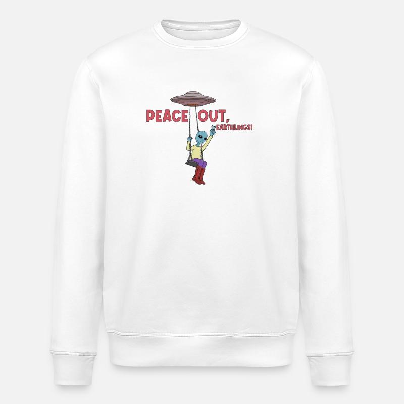Frieden, Erdlinge! UFO-Alien - Stanley/Stella Unisex Bio-Sweatshirt ROLLER - Weiß