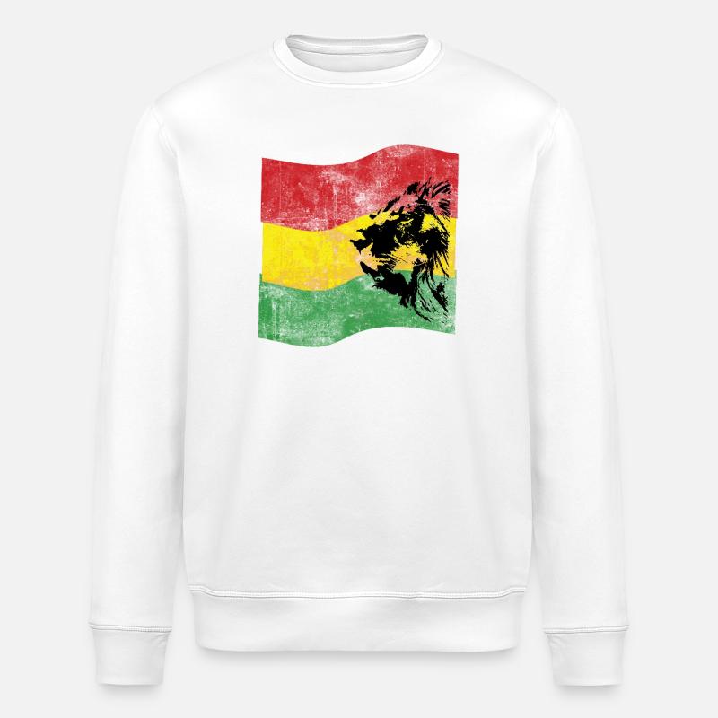 Lion Reggae avec drapeau - Sweat bio ROLLER Stanley/Stella Unisexe - blanc