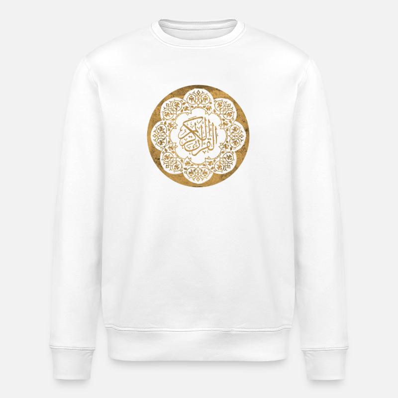 Islamic pattern and calligraphy golden circle - Stanley/Stella ROLLER Unisex Organic Sweatshirt - white