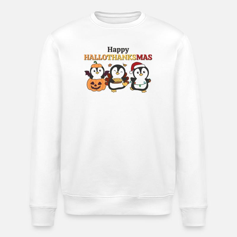 Joyeux Noël, pingouins, pingouins d'Hallothanksmas - Sweat bio ROLLER Stanley/Stella Unisexe - blanc