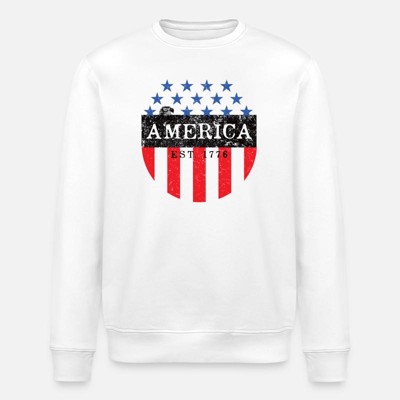 Amerikanischer patriotischer Shield - Stanley/Stella Unisex Bio-Sweatshirt ROLLER - Weiß