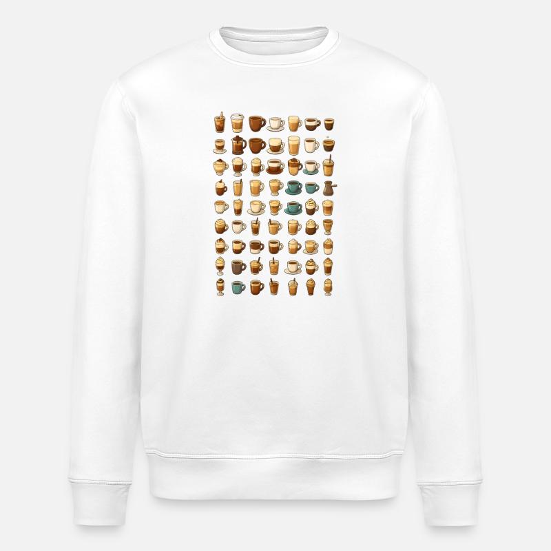 Various coffee drinks illustration - Stanley/Stella ROLLER Unisex Organic Sweatshirt - white